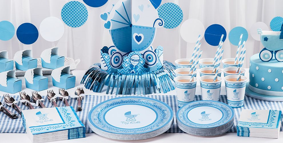 Baby Shower Decorations Party City
 Celebrate Boy Baby Shower Supplies Party City