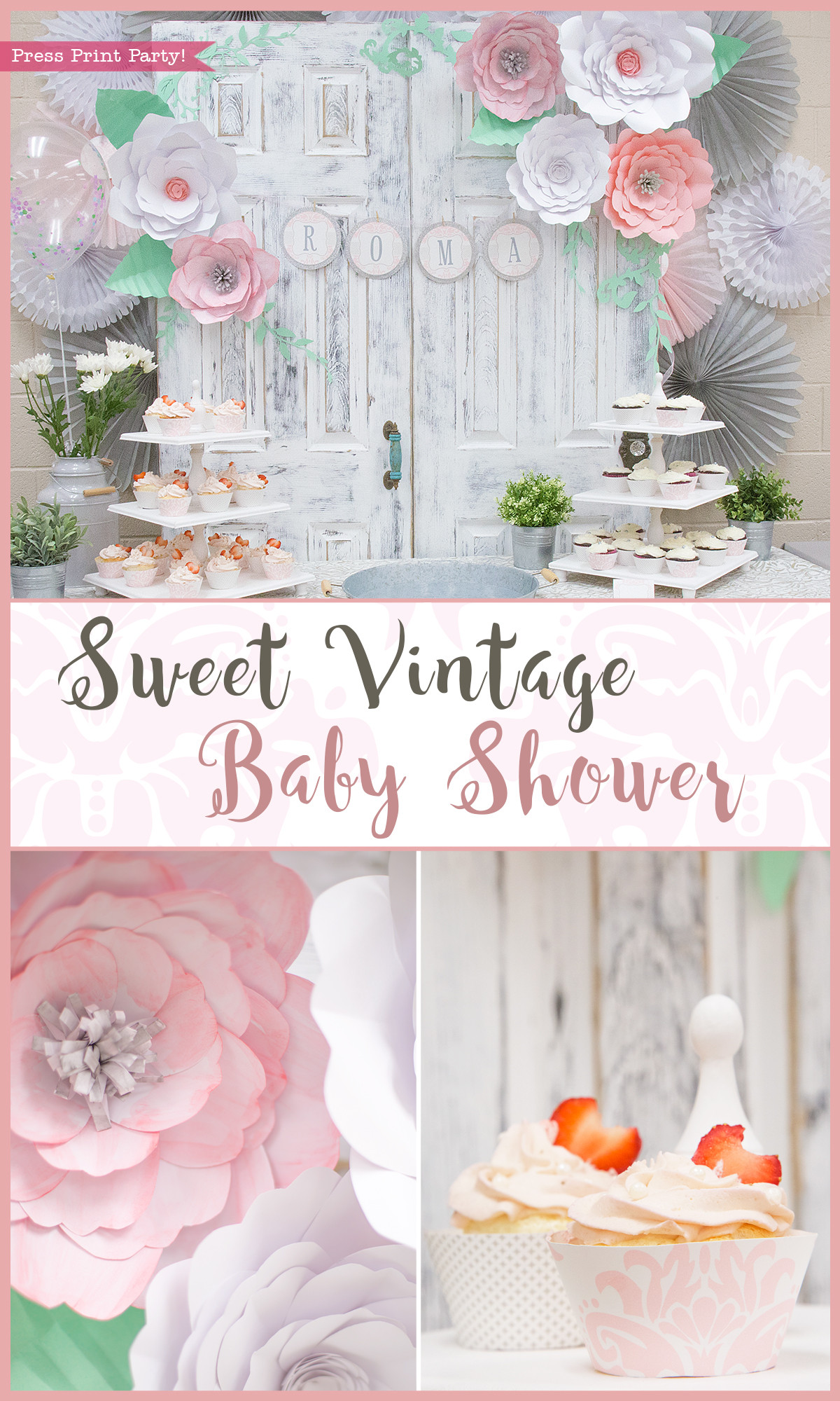 Baby Shower Ideas For Decorations
 A Sweet Vintage Baby Shower By Press Print Party