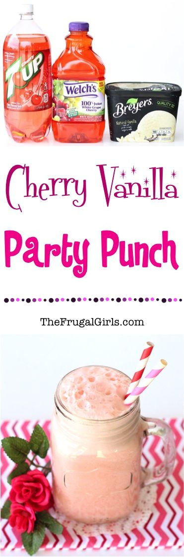 Baby Shower Pink Punch Recipes
 Cherry Vanilla Party Punch Recipe from TheFrugalGirls