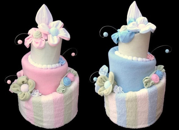 Baby Twins Gift Ideas
 Twin Baby Shower Diaper Cakes Boy and Girl Two by