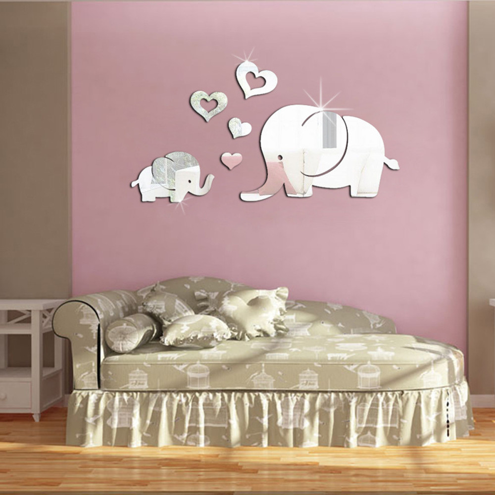 Baby Wall Decor Walmart
 〖Follure〗Elephant Wall Decor Mirror Sticker DIY Decal