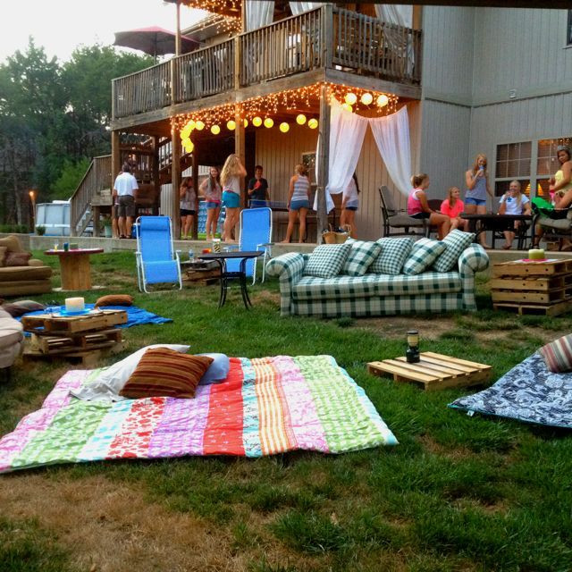 Backyard 18Th Birthday Party Ideas
 outdoor movie night ideas Icicle lights from the deck