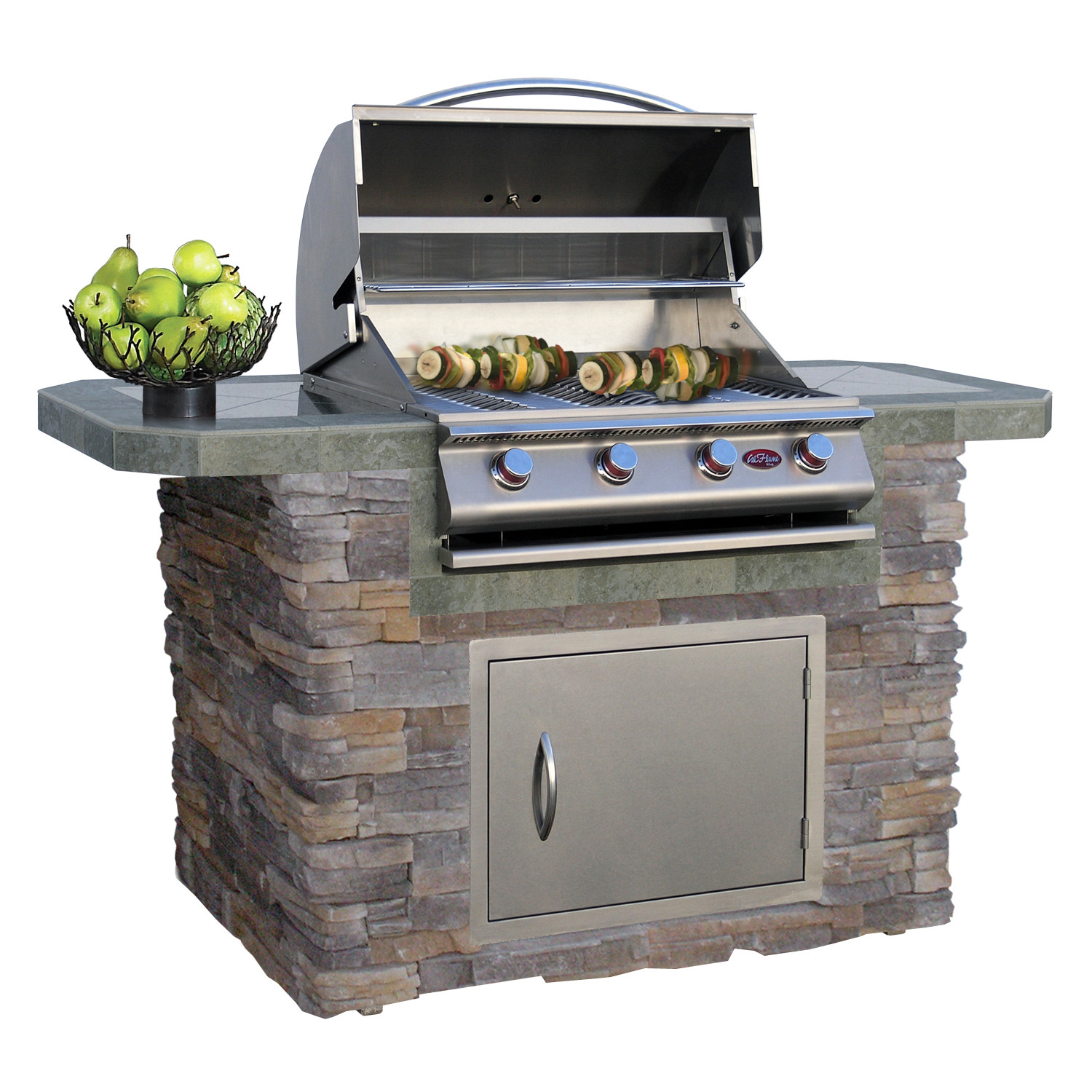 Backyard Barbeque Grills
 Cal Flame 6 Natural Stone and Tile Grill Island with 4