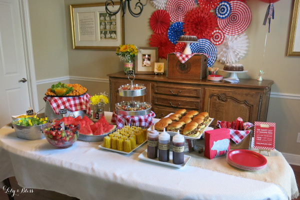 Backyard Bbq Decoration Ideas
 BBQ themed party with red gingham mason jars galvanized