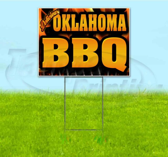 Backyard Bbq Okc
 OKLAHOMA BBQ 18x24 Yard Sign WITH STAKE Corrugated Bandit