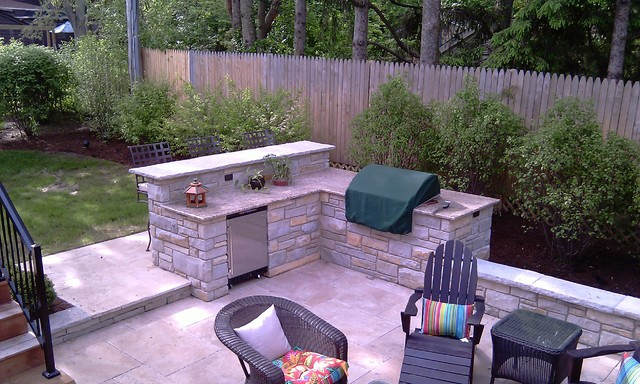 Backyard Built In Grill
 Fireplace Built In Grill with Bar Traditional Patio