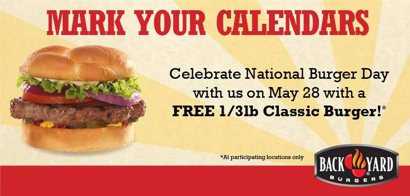 Backyard Burger Coupon
 Dining Deal FREE Backyard Burger on May 28