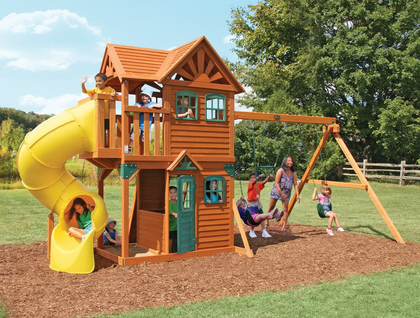 Backyard Children'S Play Equipment
 New Giant Outdoor Wood Playground Play Set Wooden Kid s