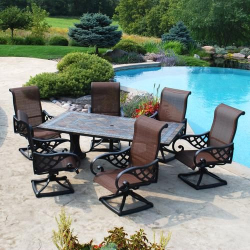 Backyard Creations Menards
 Backyard Creations 7 Piece Yukon Dining Collection at