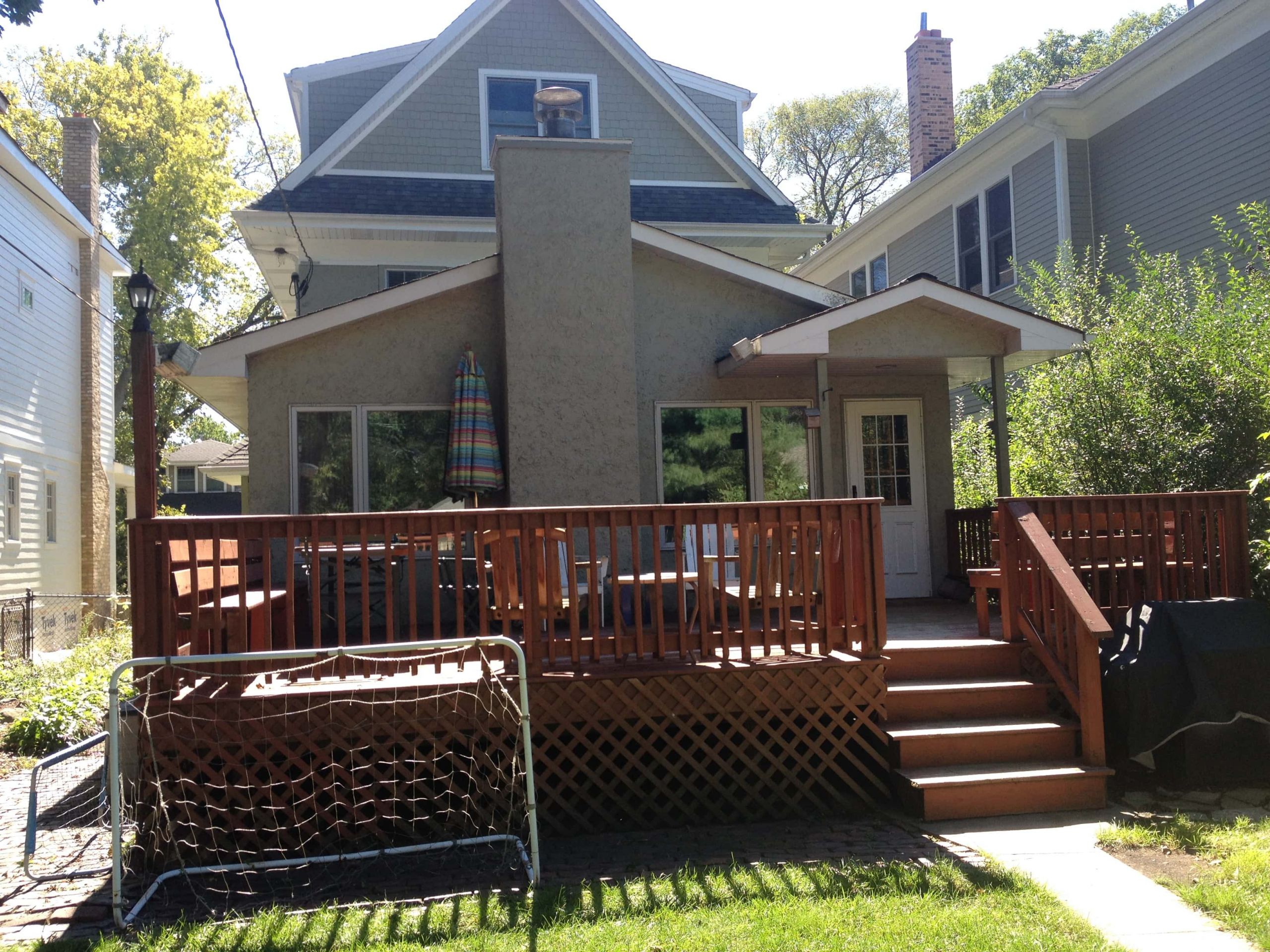 Backyard Deck Pics
 Reclaimed Pavers Bluestone Patio & Stone Fire Pit