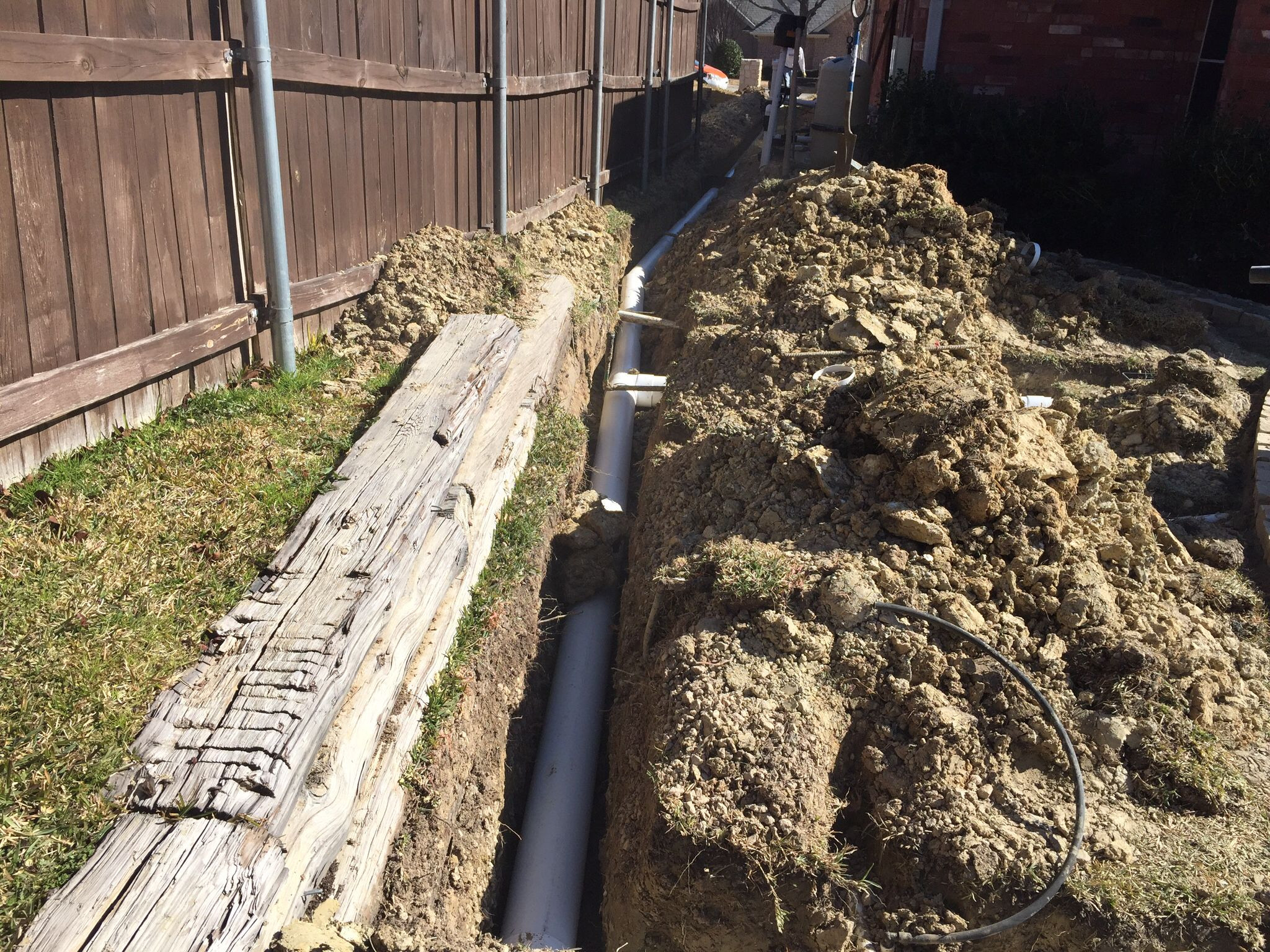 Backyard Drainage Pipe
 Drainage system installed for a back yard using 6 inch PVC