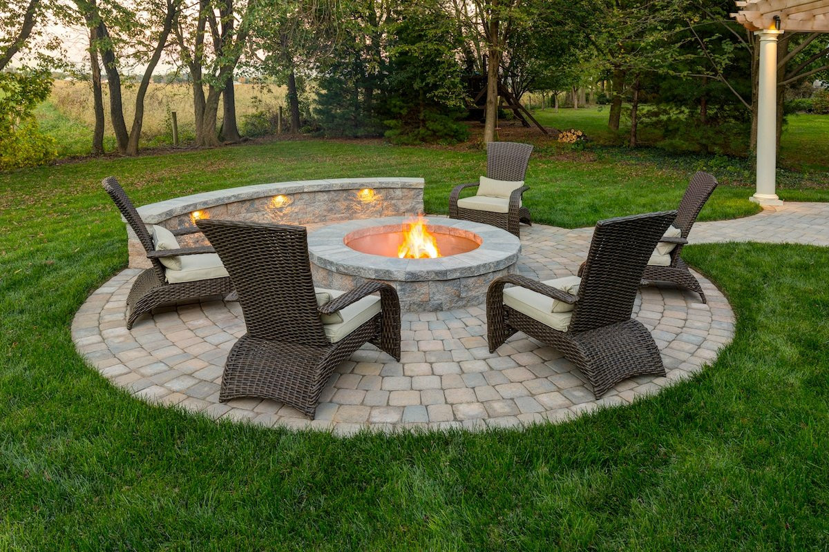 Backyard Fire Pit Area
 Stamped Concrete vs Pavers vs Natural Stone What s Best