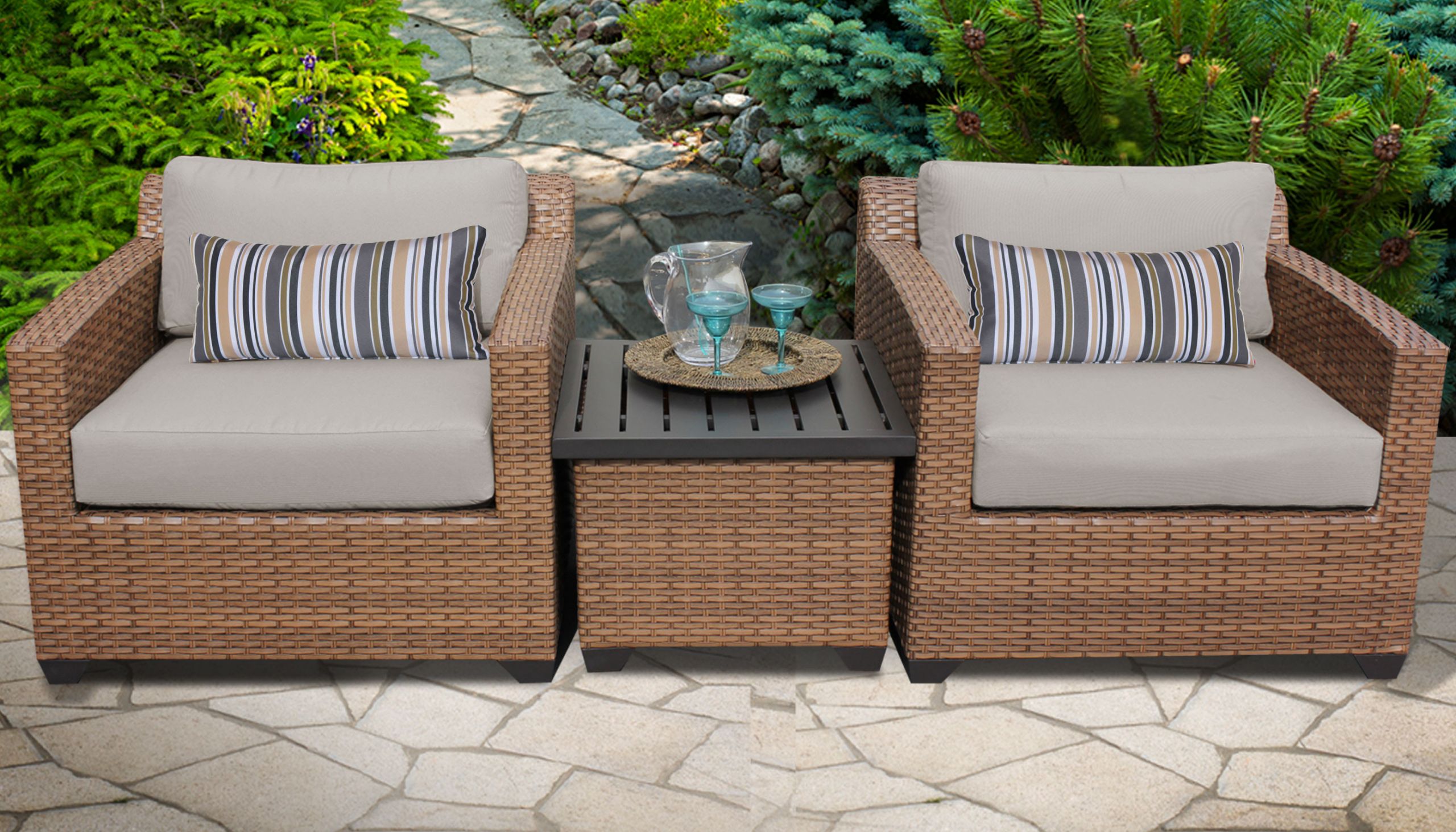 Backyard Furniture Sets
 TK Classics Laguna 3 Piece Outdoor Wicker Patio