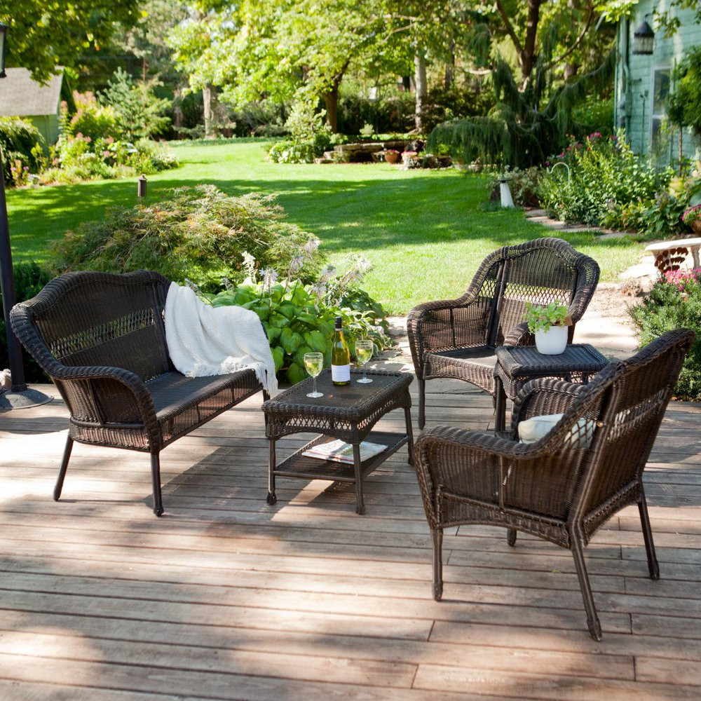 Backyard Furniture Sets
 Outdoor Patio Furniture Resin Wicker Conversation Set in
