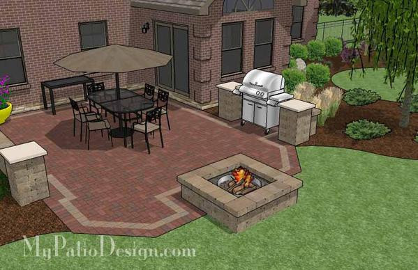 Backyard Grill Patio Ideas
 Backyard Brick Patio Design with Fire Pit