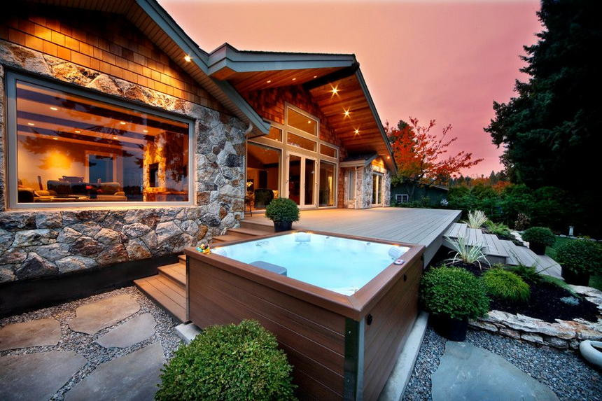 Backyard Hot Tub
 Luxury Outdoor Living Ideas with Hot Tubs and Spa