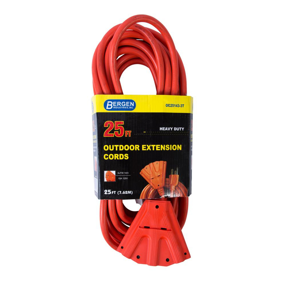 Backyard Kitchen &amp; Tap
 Outdoor Triple Tap Extension Cord 25 ft 14 3 SJTW 15 Amp