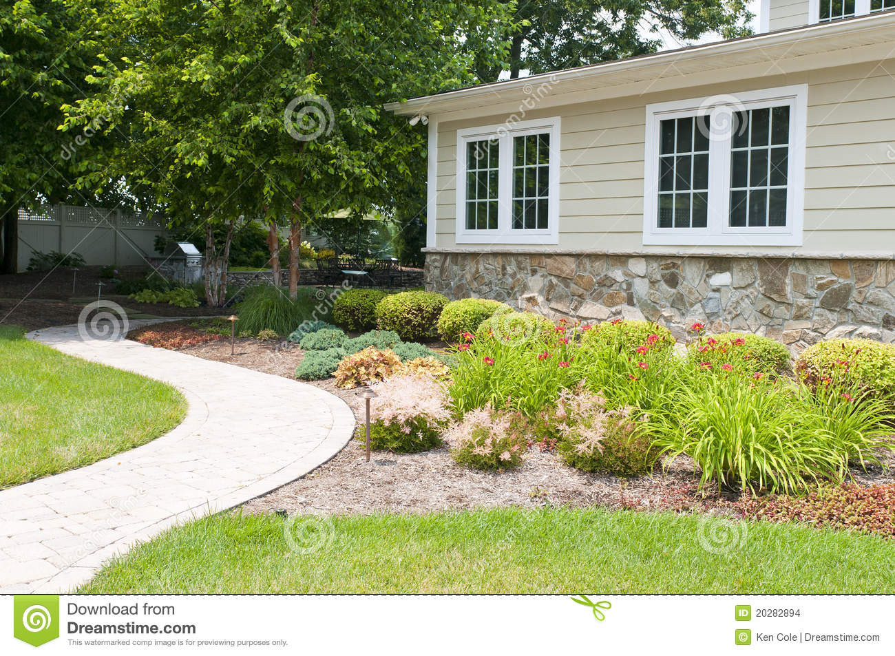 Backyard Landscaping Photo
 Backyard landscaping stock photo Image of path flower