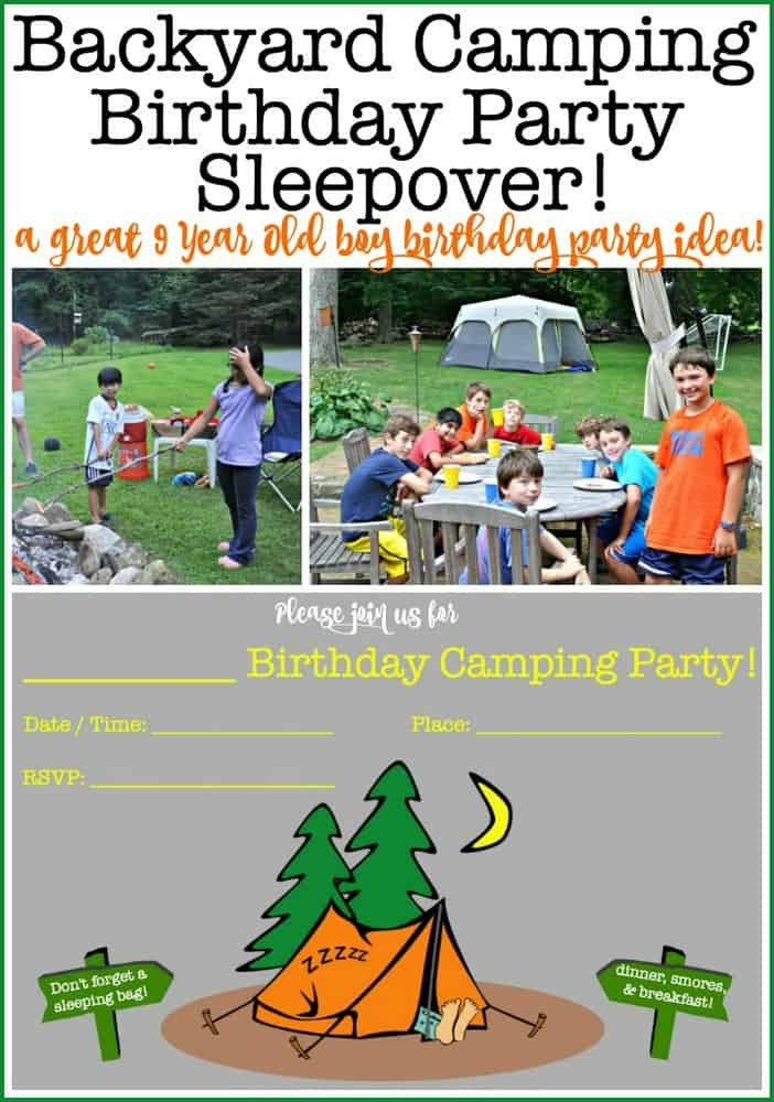 Backyard Party Ideas For Boys
 Great 9 Year Old Boy Birthday Party Idea Backyard Camping