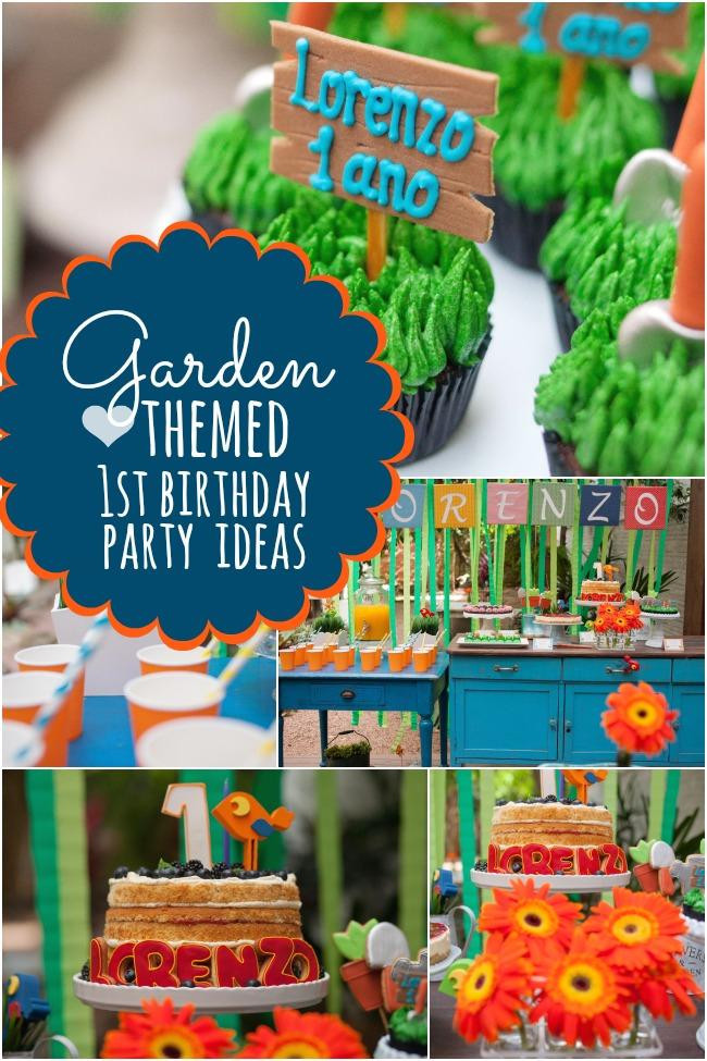 Backyard Party Ideas For Boys
 A Garden Themed Boy s First Birthday Party Spaceships