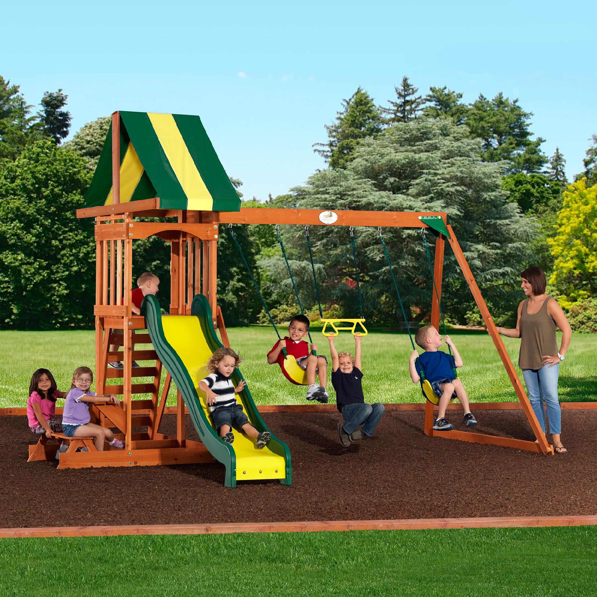 Backyard Playground Set
 Backyard Discovery Prestige Wood Swing Set