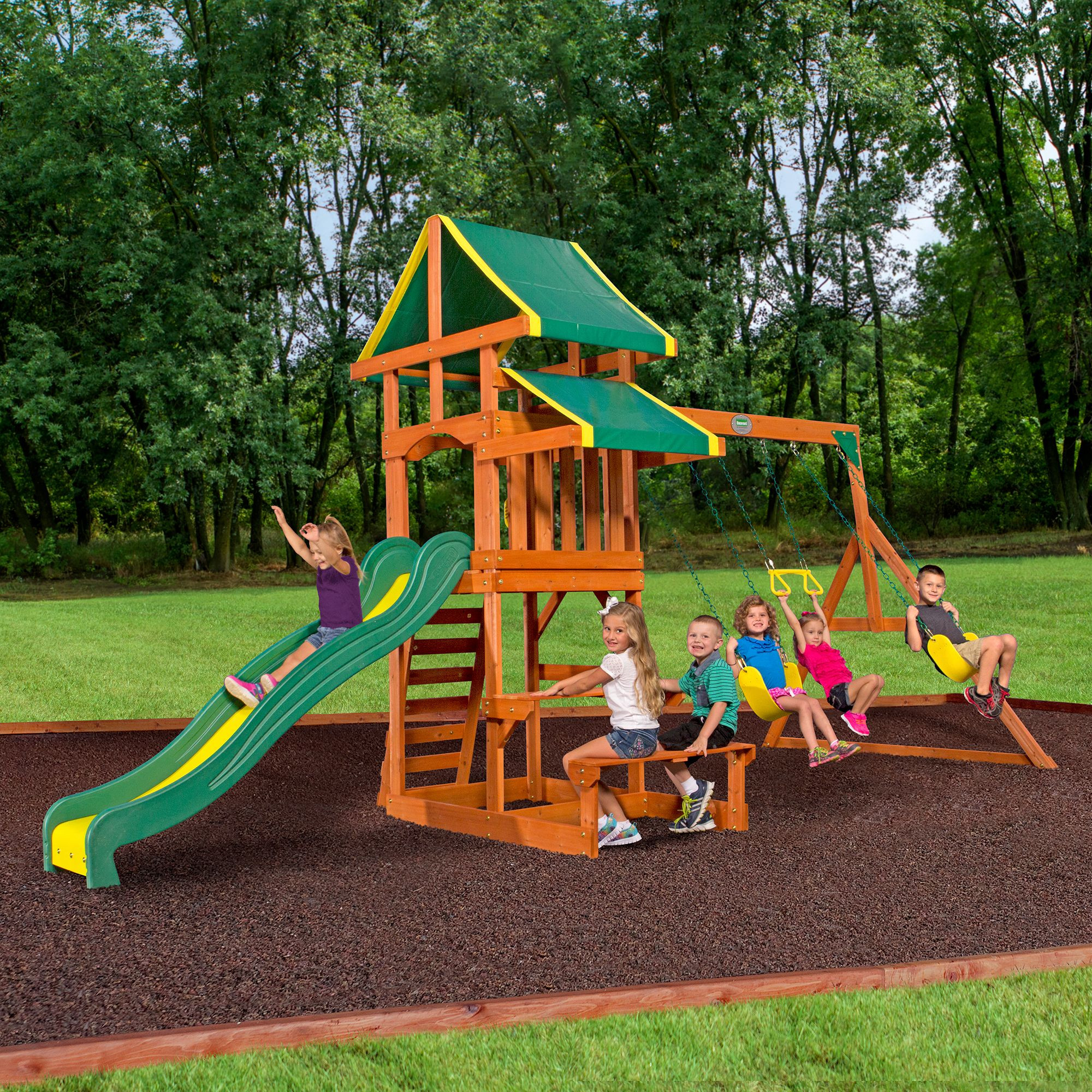 Backyard Playground Set
 Backyard Discovery Tucson Wooden Swing Set and Sandbox