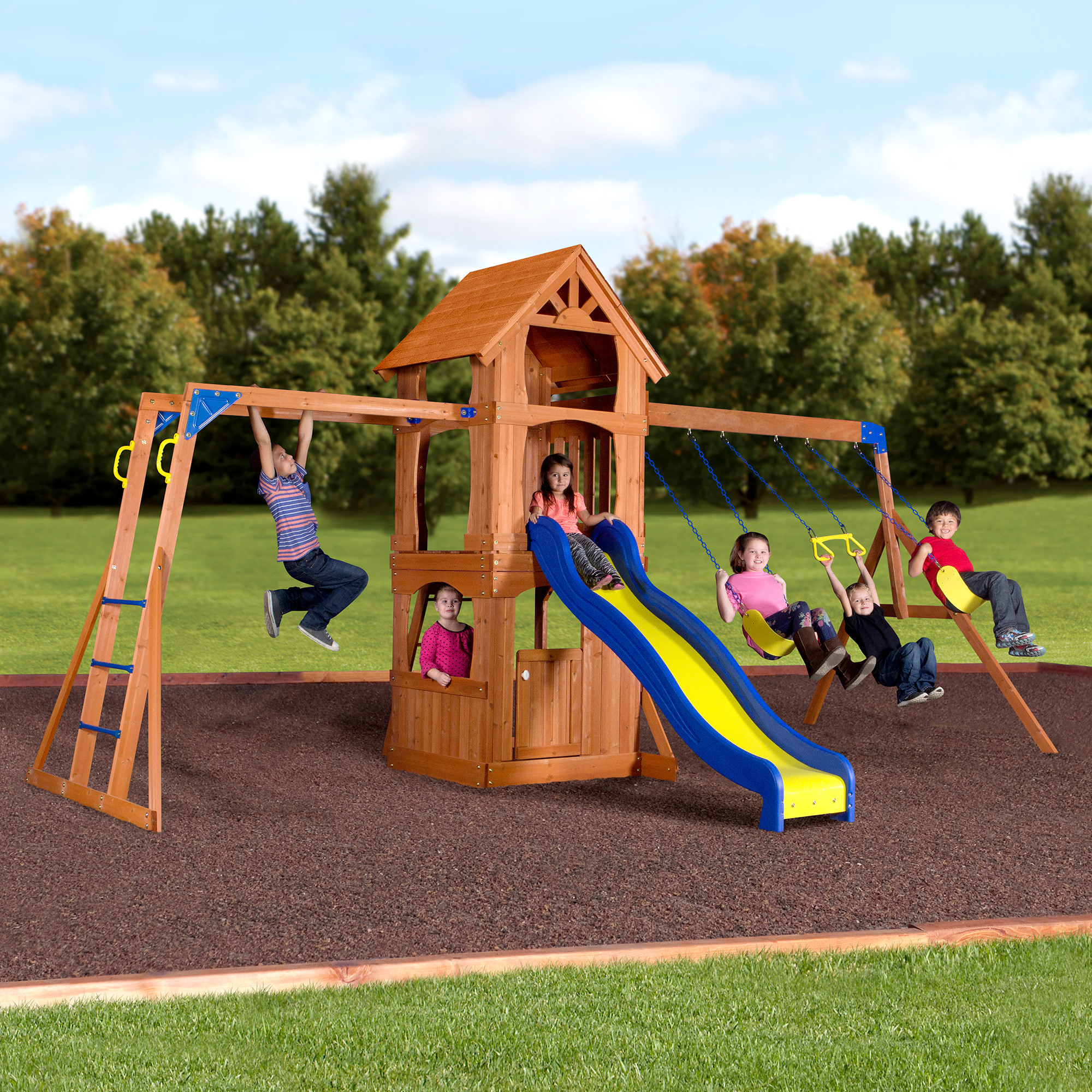 Backyard Playground Set
 Backyard Discovery Parkway Wooden Swing Set Walmart