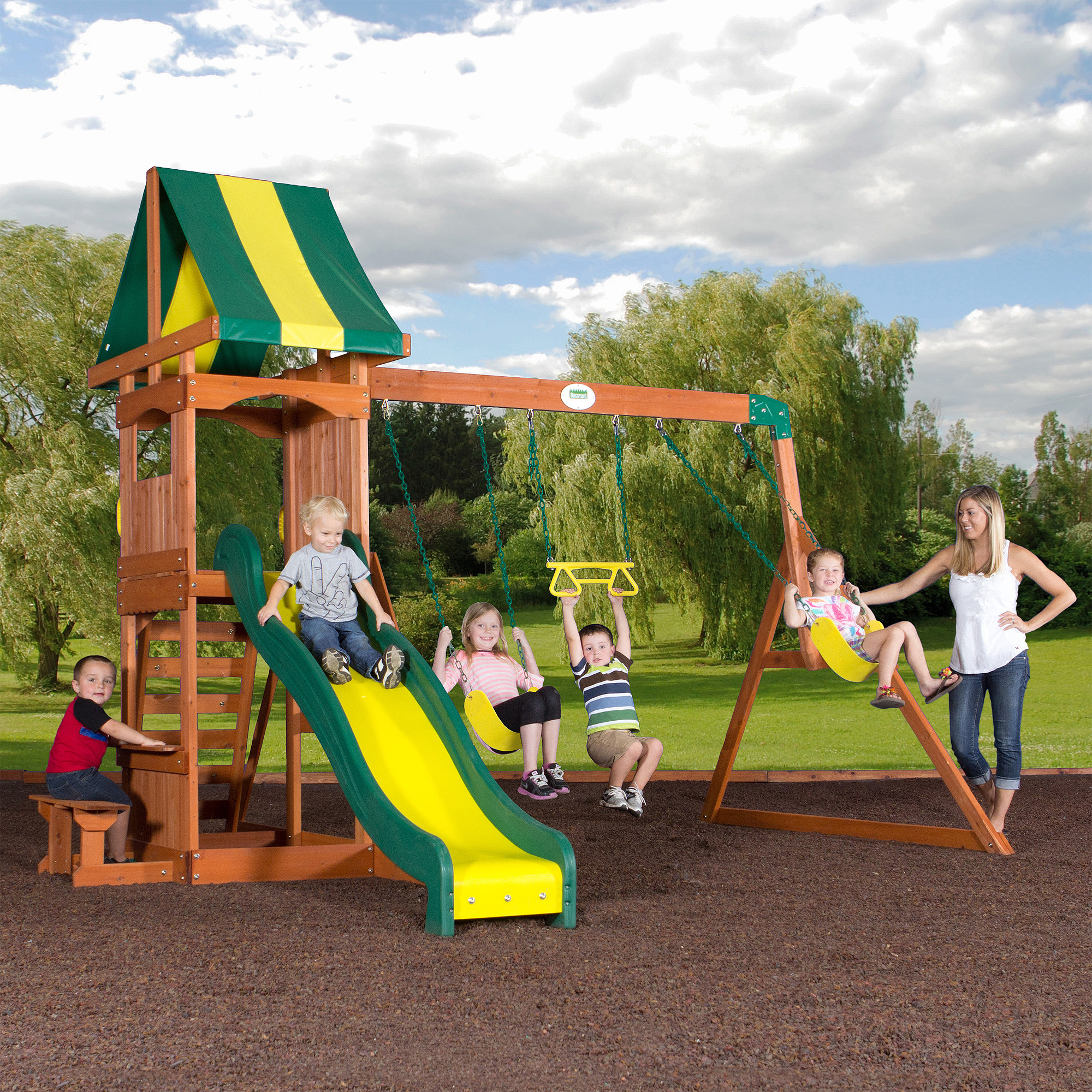 Backyard Playground Set
 Backyard Discovery Weston Cedar Swing Set Playground