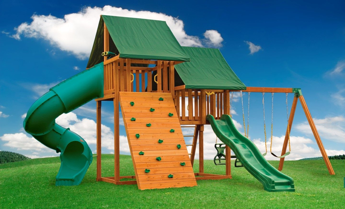 Backyard Playground Set
 Sky Wooden Swing Set Backyard Playset