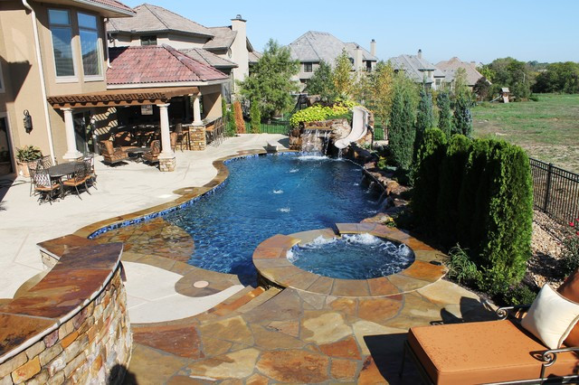 Backyard Pools And Spas
 Backyard Living Mediterranean Pool kansas city by