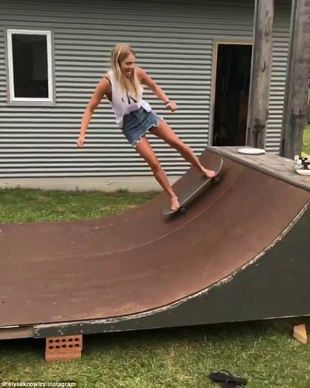 Backyard Skate Ramps
 Elyse Knowles flaunts her skateboarding skills on DIY ramp