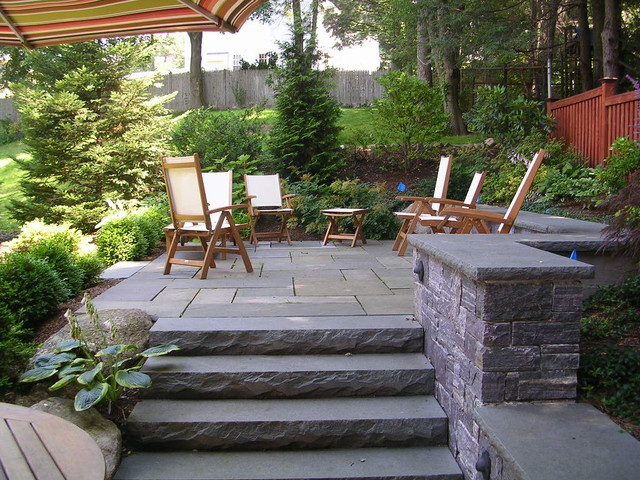 Backyard Stone Patio
 Backyard stone patio Traditional Patio boston by