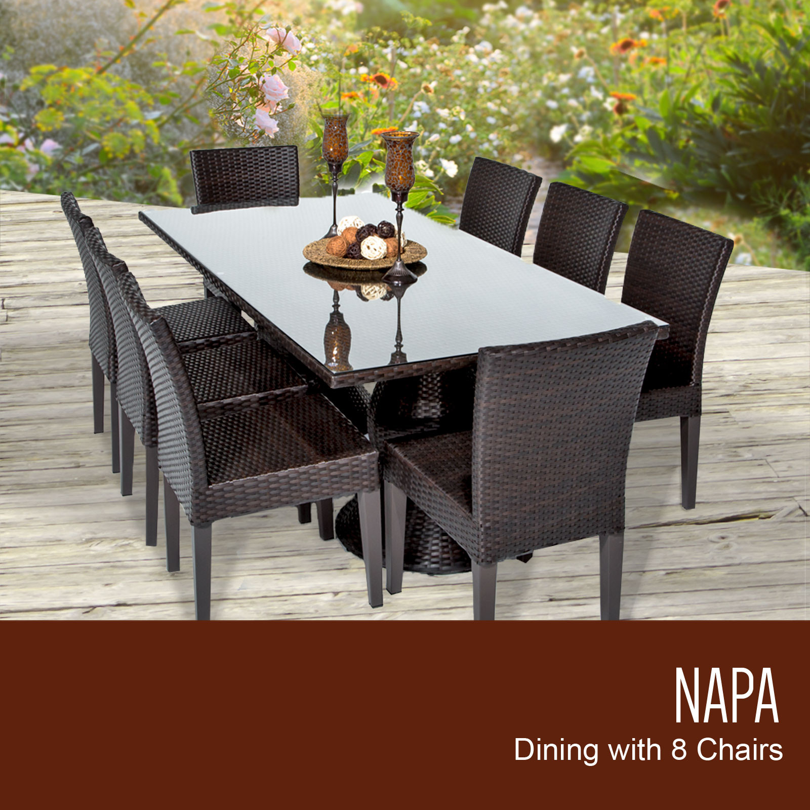 Backyard Table And Chairs
 Napa Rectangular Outdoor Patio Dining Table with 8 Armless