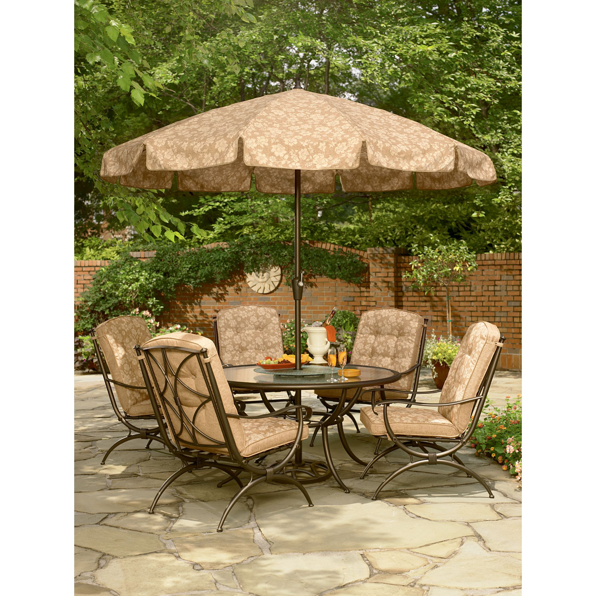 Backyard Table And Chairs
 Addison Patio Dining Table With Lazy Susan Improve Your