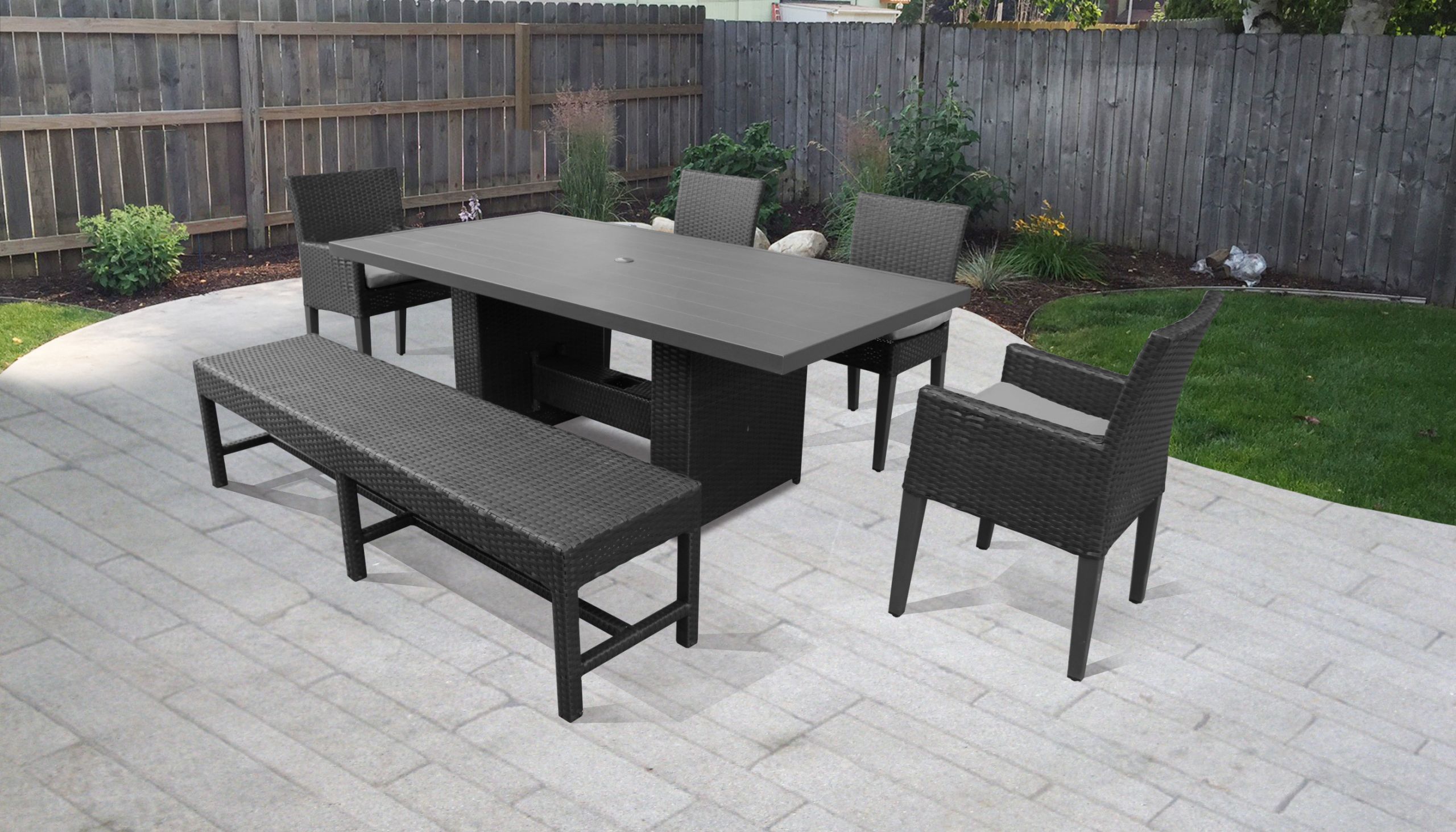 Backyard Table And Chairs
 Barbados Rectangular Outdoor Patio Dining Table With 4