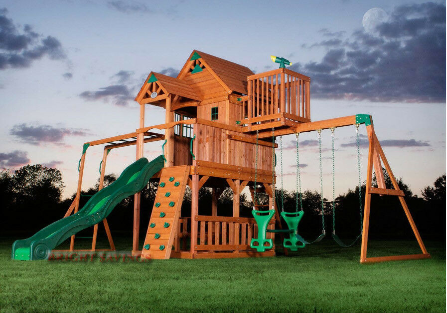 Backyard Wooden Play Sets
 Outdoor Wooden Swing Set Toy Playhouse PlaySet with Slide