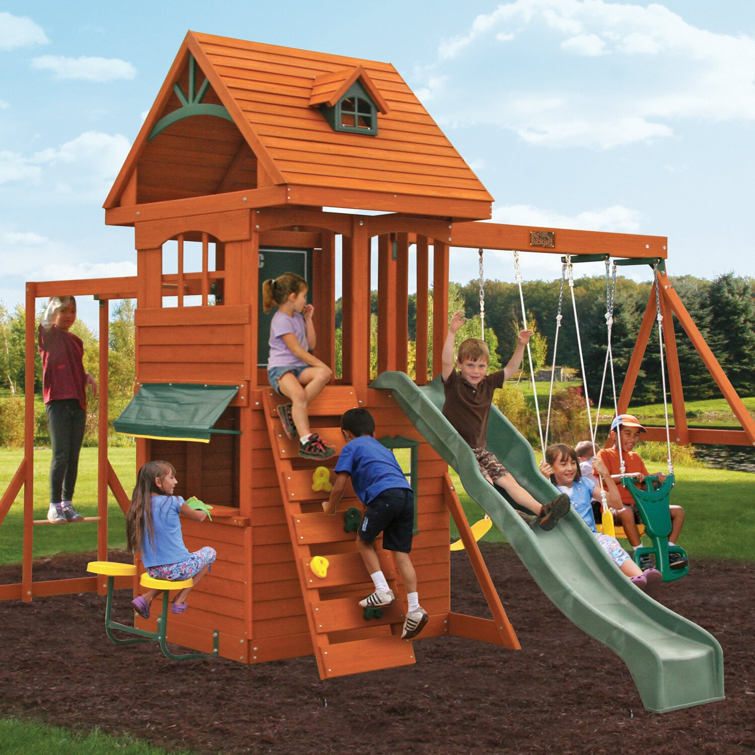 Backyard Wooden Play Sets
 Ridgeview Deluxe Clubhouse Wooden Swing Set
