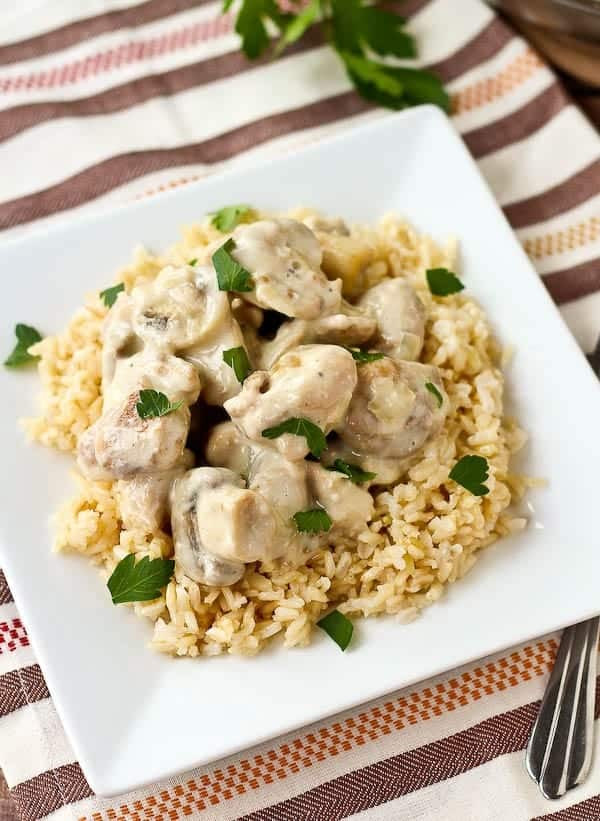 Baked Chicken And Rice With Cream Of Mushroom
 Creamy Chicken and Mushrooms with Rice Recipe Rachel Cooks