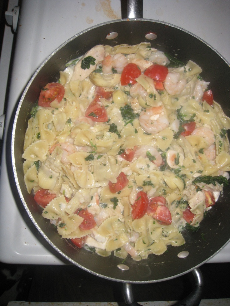 Baked Chicken And Shrimp Alfredo
 BAKED CHICKEN WITH ALFREDO SAUCE