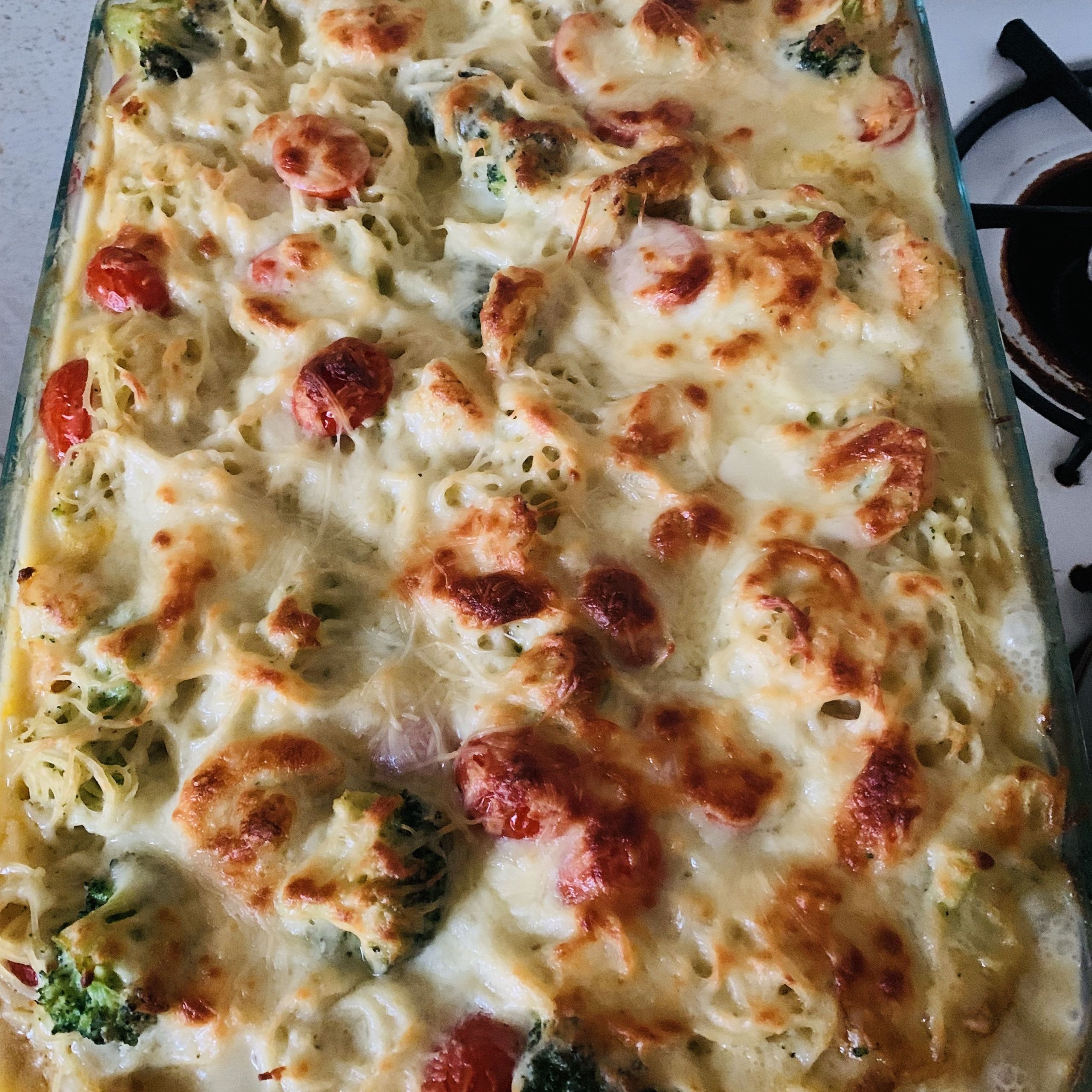 Baked Chicken And Shrimp Alfredo
 Shrimp Alfredo Broccoli Bake Recipe in 2020