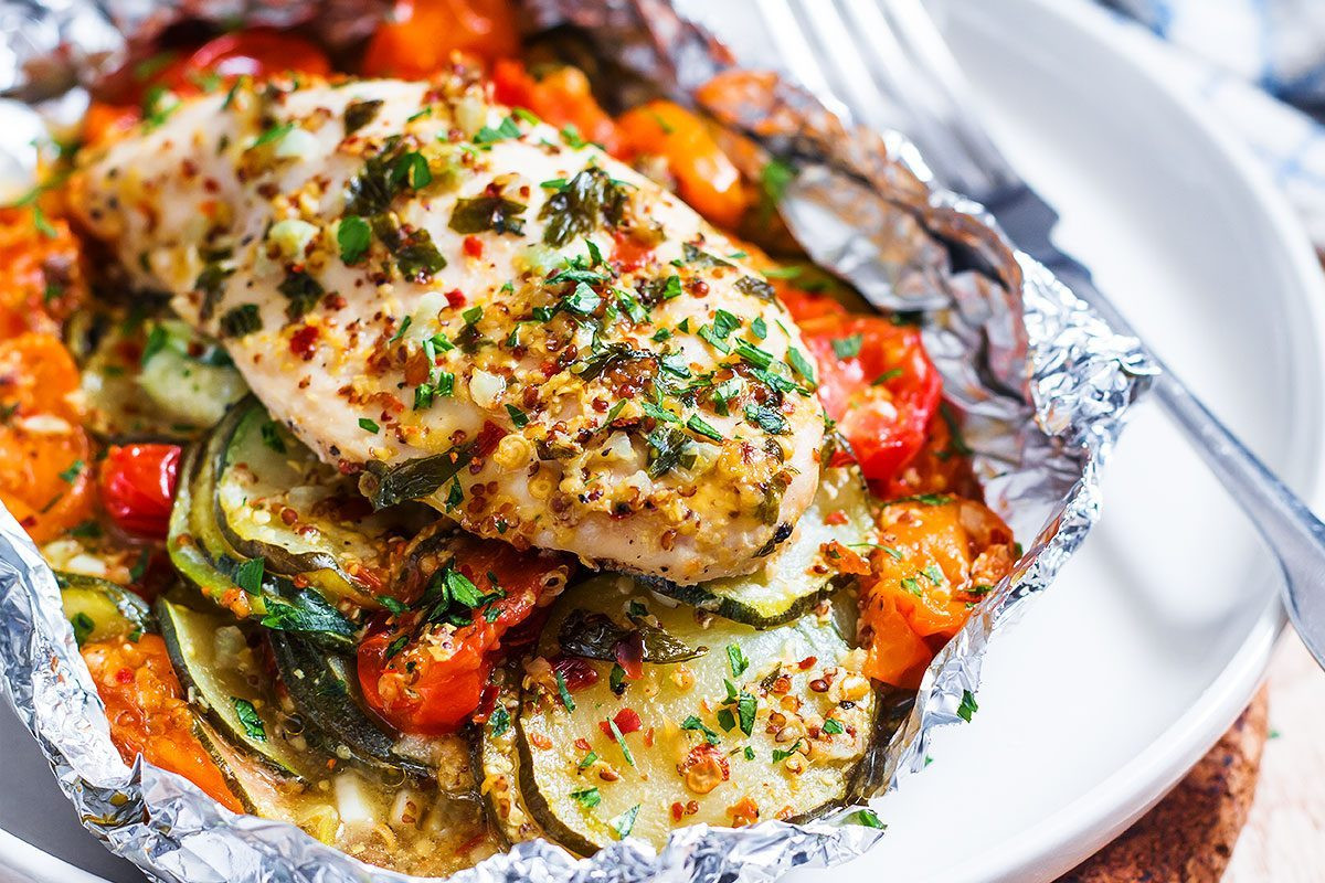 Baked Chicken Breasts In Foil
 Honey Dijon Chicken and Veggies Foil Packs — Eatwell101