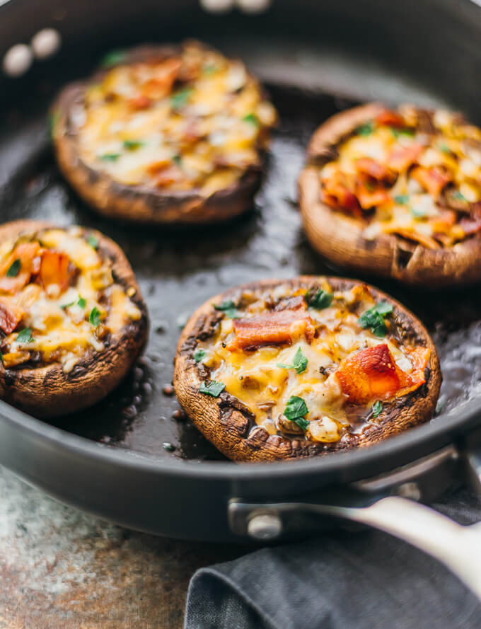 Baked Stuffed Portobello Mushroom Recipe
 Stuffed Portobello Mushrooms With Bacon And Cheddar