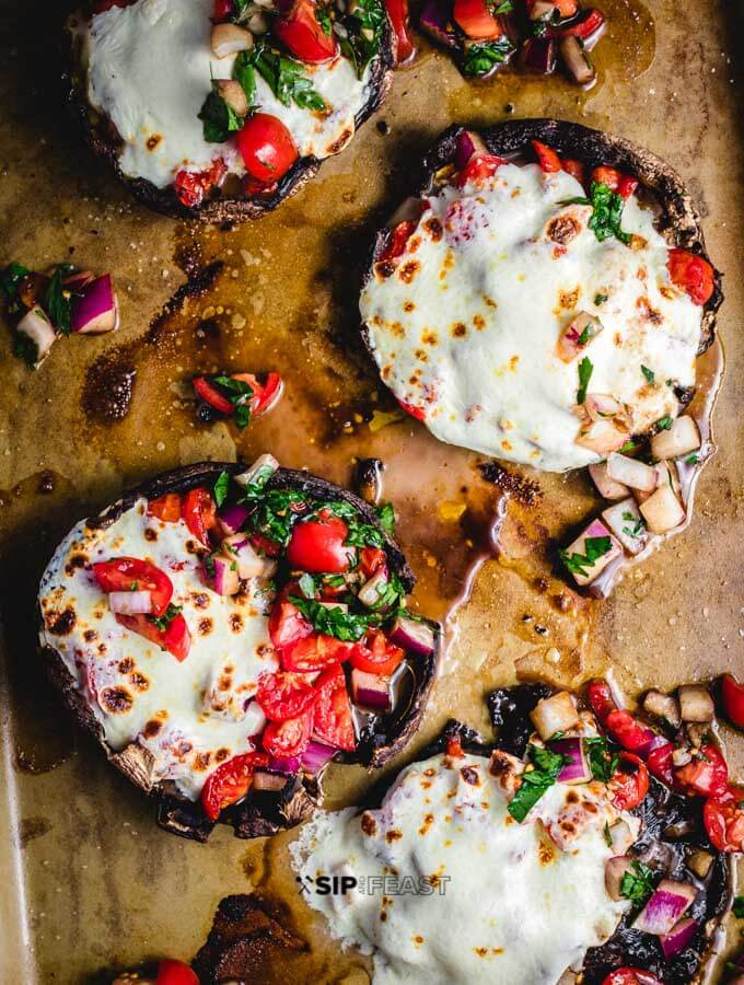 Baked Stuffed Portobello Mushroom Recipe
 Baked Portobello Mushrooms With Bruschetta Sip and Feast