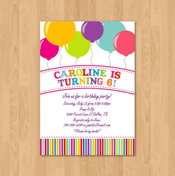 Balloon Birthday Invitations
 PRINTABLE Bright Balloon birthday party invitation