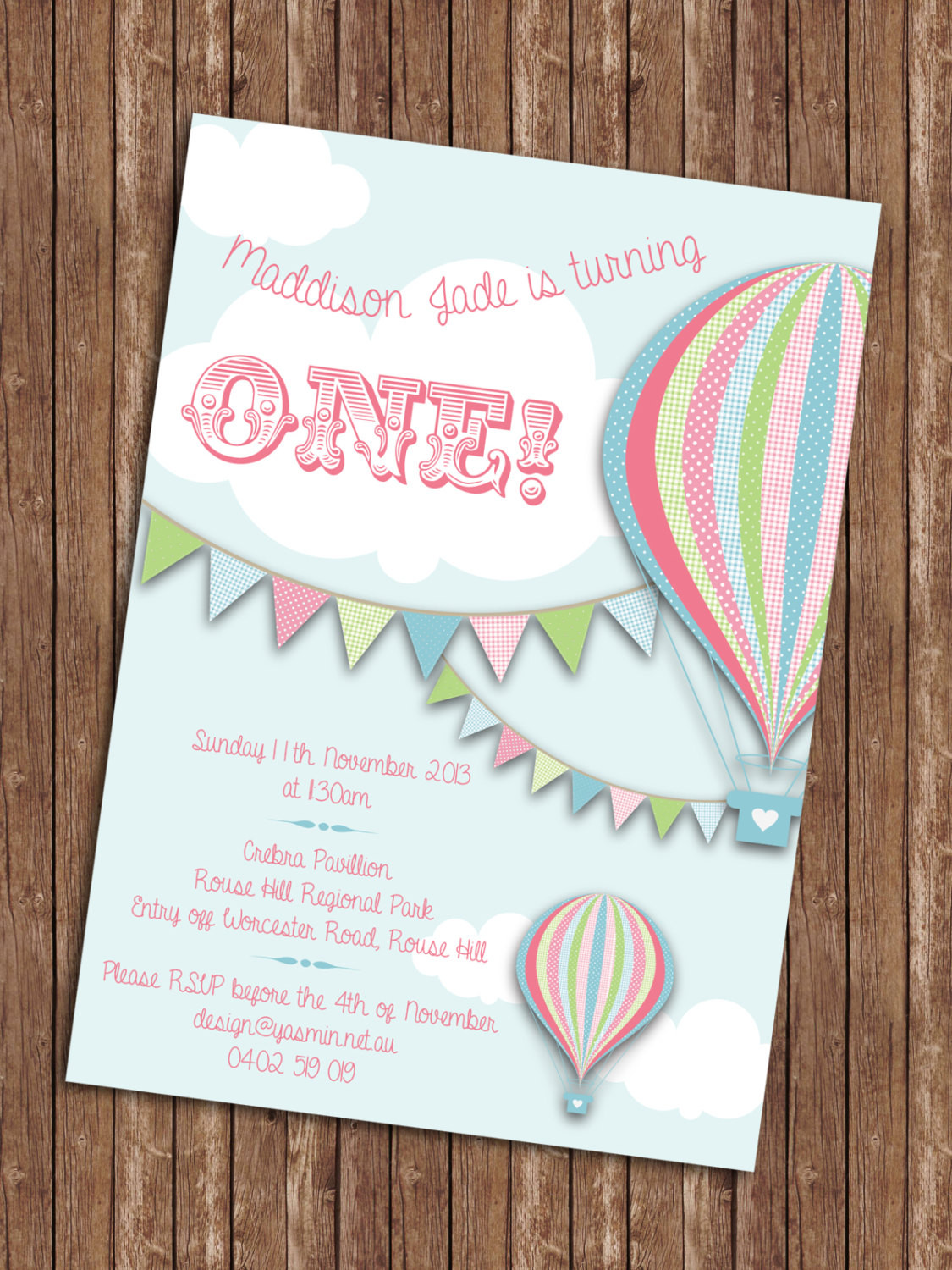 Balloon Birthday Invitations
 Hot Air Balloon Birthday Invitation