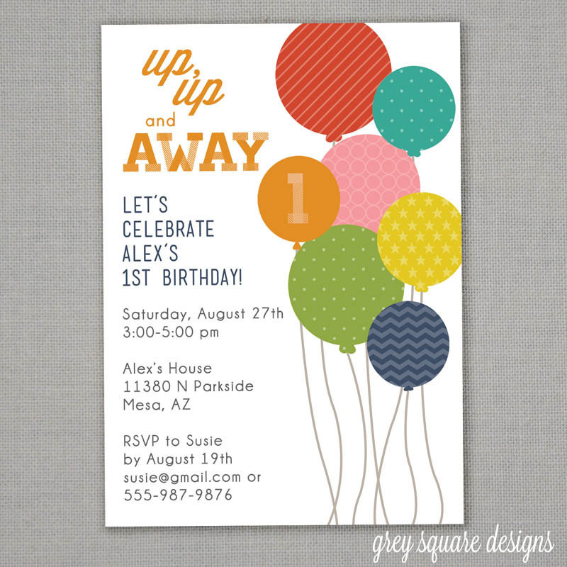 Balloon Birthday Invitations
 Modern Balloons Birthday Invitation