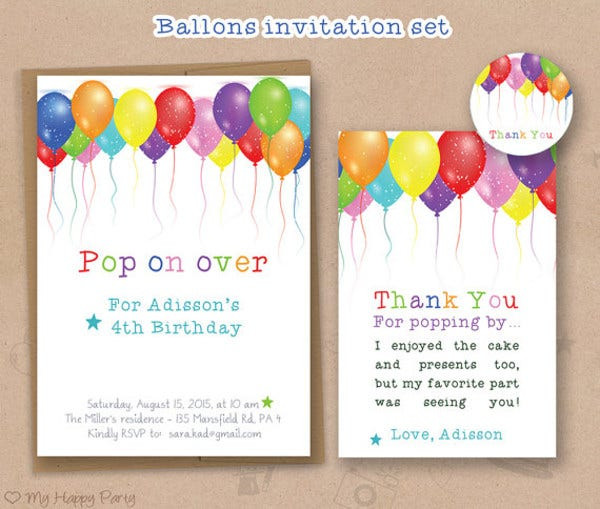 Balloon Birthday Invitations
 30 Beautiful Kids Birthday Invitations PSD EPS AI