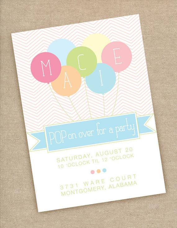 Balloon Birthday Invitations
 Items similar to Printable Balloon Birthday Party