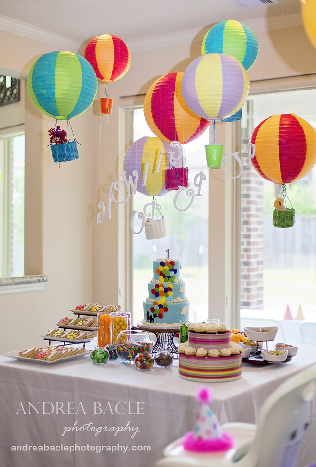 Balloon Themed Birthday Party
 pink rainbows and hot air balloons The Woodlands TX