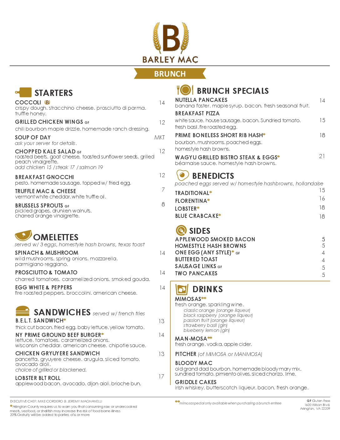 Barley Mac Brunch
 Barley Mac Brunch Menu